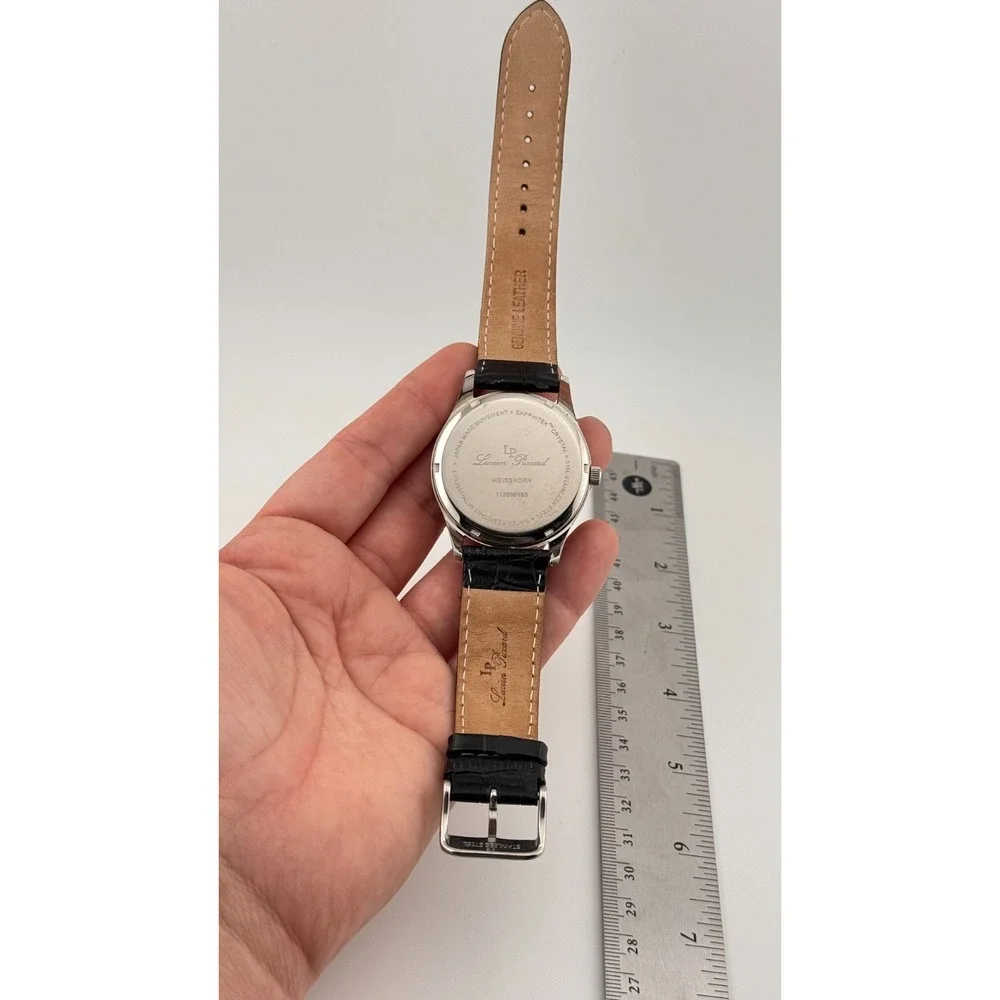 Lucien‎ Piccard Weisshorn Mens Watch Black Dial Date Sapphire Leather Strap